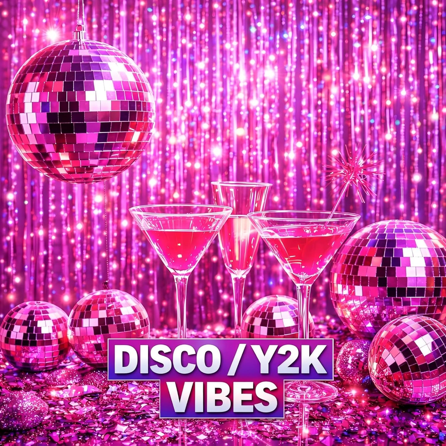 Melsan Easter Decorations - 3 Pack Pinkish Purple Tinsel Fringe Curtain Backdrop | 3.2 x 8.2 ft Sparkling Metallic Party Decor
