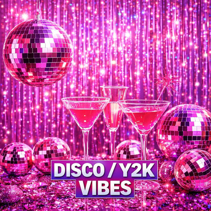 Melsan Easter Decorations - 3 Pack Pinkish Purple Tinsel Fringe Curtain Backdrop | 3.2 x 8.2 ft Sparkling Metallic Party Decor