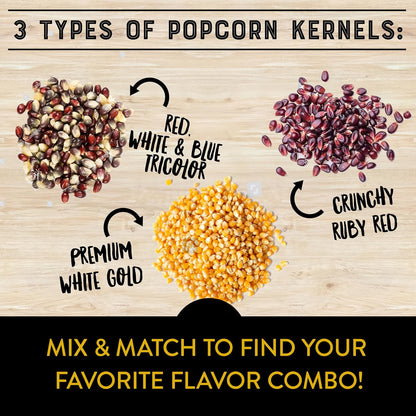 Urban Accents Movie Night Popcorn Gift Set - 3 Gourmet Kernels & 5 Flavorful Seasonings | Ideal Snack Box for Parties