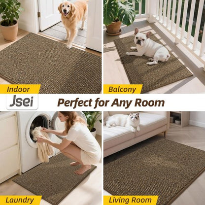 JSEI Dirt Trapper Door Mat 20"x32" Non-Slip Washable Entrance Mat, Dog Doormats, Absorbent & Fade-Resistant Floor Mats, Low Profile Welcome Mats for Entryway, Front Door, and Inside Entrance, Brwon