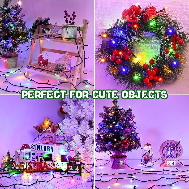 Multicolor Outdoor Battery-Operated Christmas String Lights 100LED 33ft 8 Modes with Timer - 2 Pack