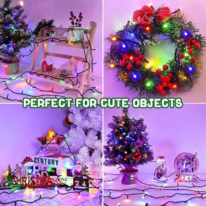 Multicolor Outdoor Battery-Operated Christmas String Lights 100LED 33ft 8 Modes with Timer - 2 Pack