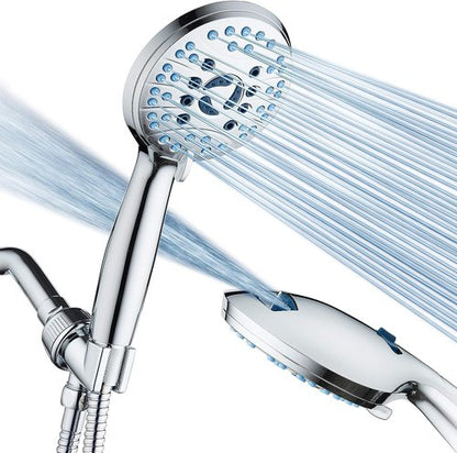 AquaCare High Pressure Handheld Shower Head - 8 Modes, Anti-Clog Nozzles & 6 ft Stainless Steel Hose