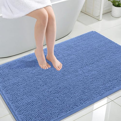 OLANLY Bathroom Rugs 47x32, Extra Soft Absorbent Chenille Bath Rugs, Rubber Backing Quick Dry, Machine Washable Bath Mats for Bathroom Floor, Tub and Shower, Home Decor Accessories, Cornflower Blue