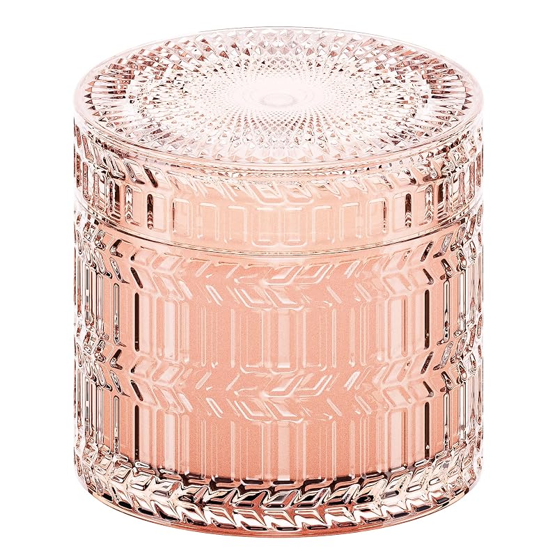 Hidden Label Rose & Sandalwood Scented Soy Candle – Ceramic Jar, Wood Wick, 14.8oz