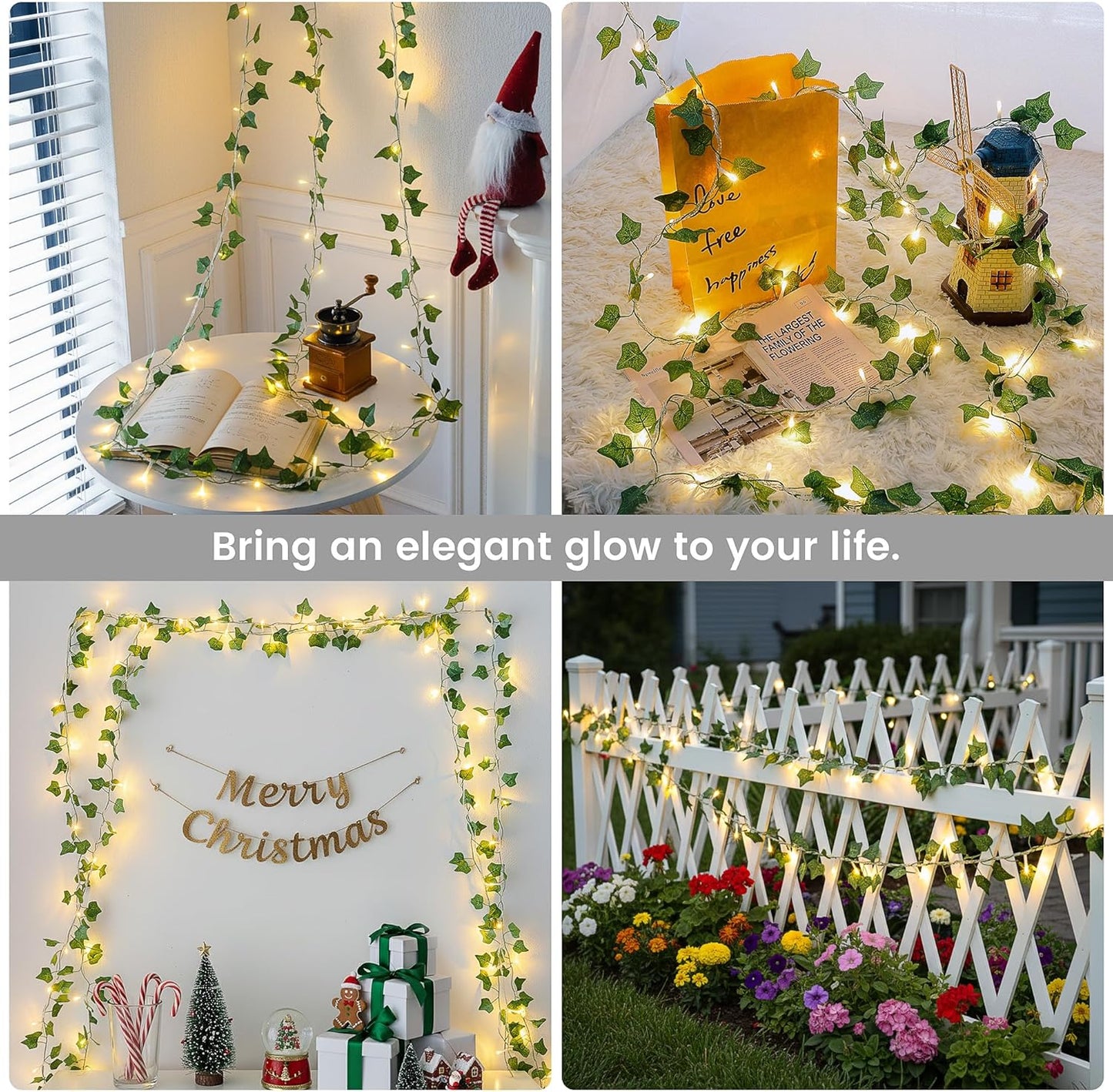 Skiennix Fairy Lights Vine - 23 FT Ivy Leaf String Lights with 73 LEDs - Warm White Indoor Decor
