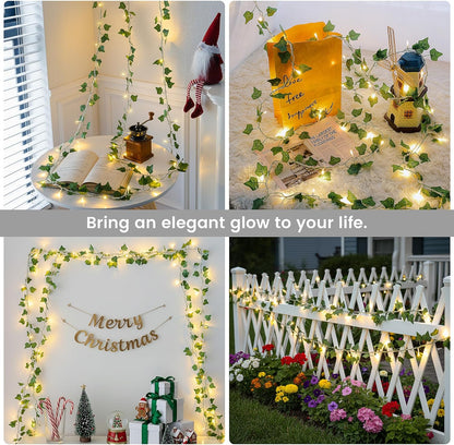 Skiennix Fairy Lights Vine - 23 FT Ivy Leaf String Lights with 73 LEDs - Warm White Indoor Decor