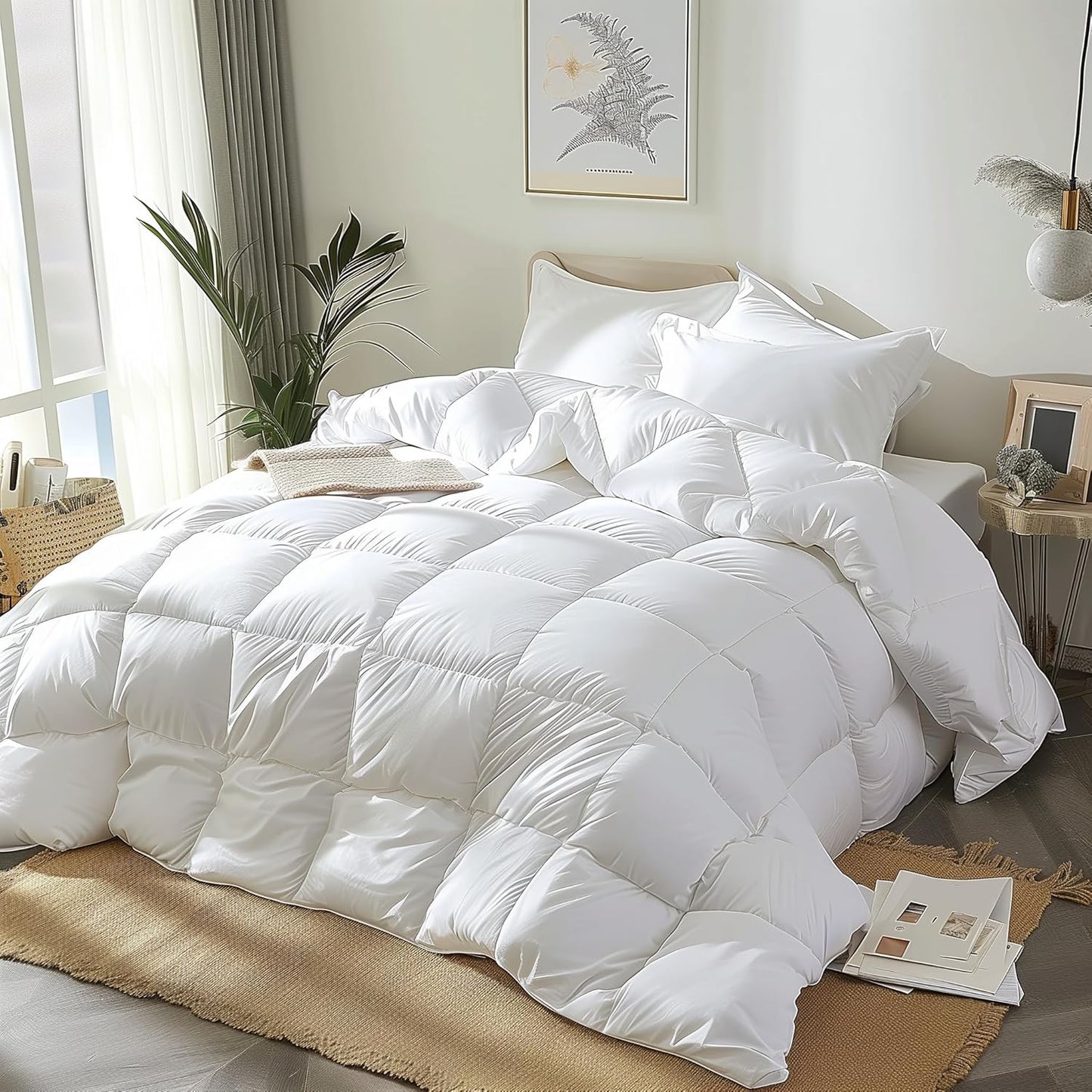 Royal Luxe Goose Feather Down Comforter - Ultra Soft Queen Size Duvet Insert | 100% Cotton, All Season Bedding 88”x88”