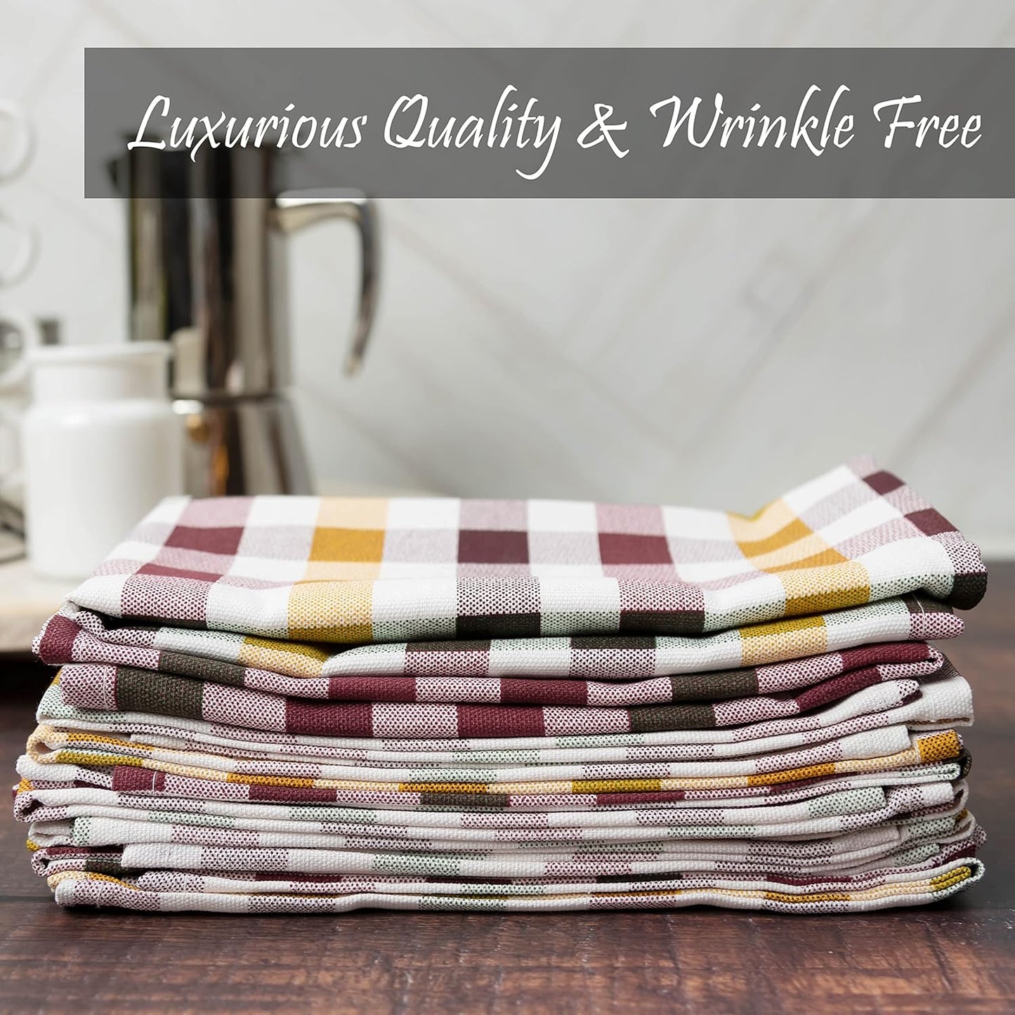 PERLLI Rustic Burnt Orange Napkins - 100% Cotton, Washable & Reusable | 12 Pack, 18x18 Inches for Thanksgiving