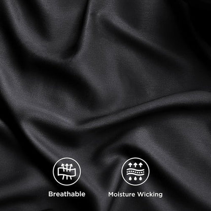 Bedsure Cooling Twin Sheets - Breathable & Soft Rayon from Bamboo | Deep Pocket Up to 16 Inches, Black