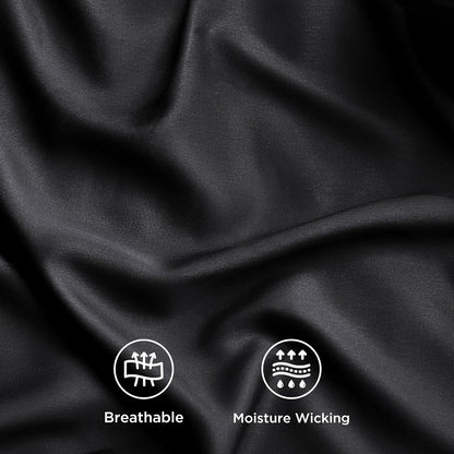 Bedsure Cooling Sheets - Twin XL Bamboo Rayon, Breathable & Soft, Deep Pocket Up to 16 Inches, Black