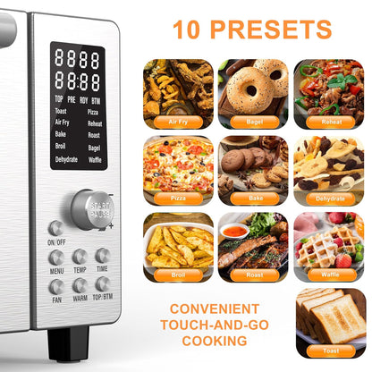Nuwave Bravo Air Fryer Toaster Oven - 10-in-1 Convection Cooking, 21-Qt Capacity, Stainless Steel