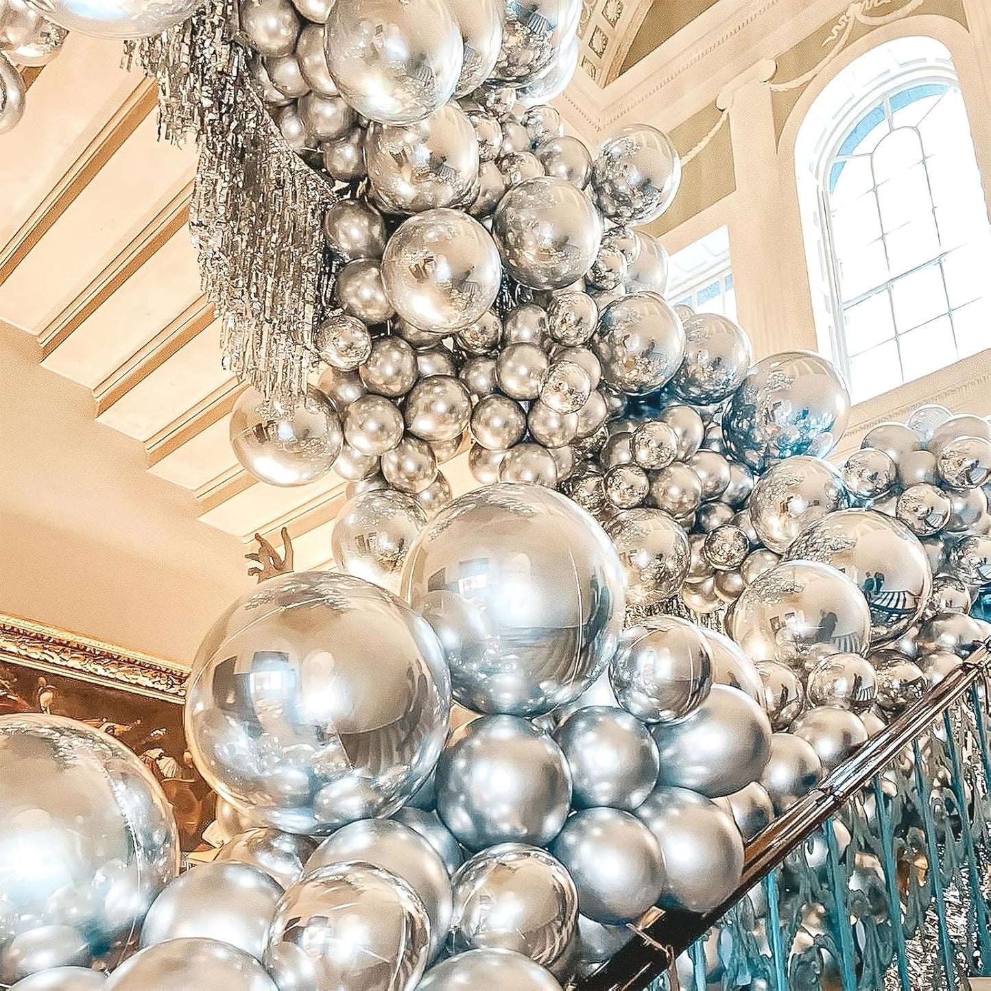 PartyWoo Metallic Silver Balloons - 127-Piece Pack in Various Sizes for Birthday & Graduation Decor