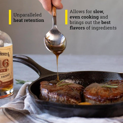 Lodge 8" Cast Iron Skillet - Chef Collection - Perfect Sear & Ergonomic Handles - Superior Heat Retention