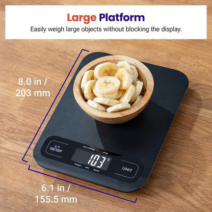 Etekcity Digital Kitchen Scale - Accurate Weighing for Cooking & Meal Prep | Large Matte Black Design