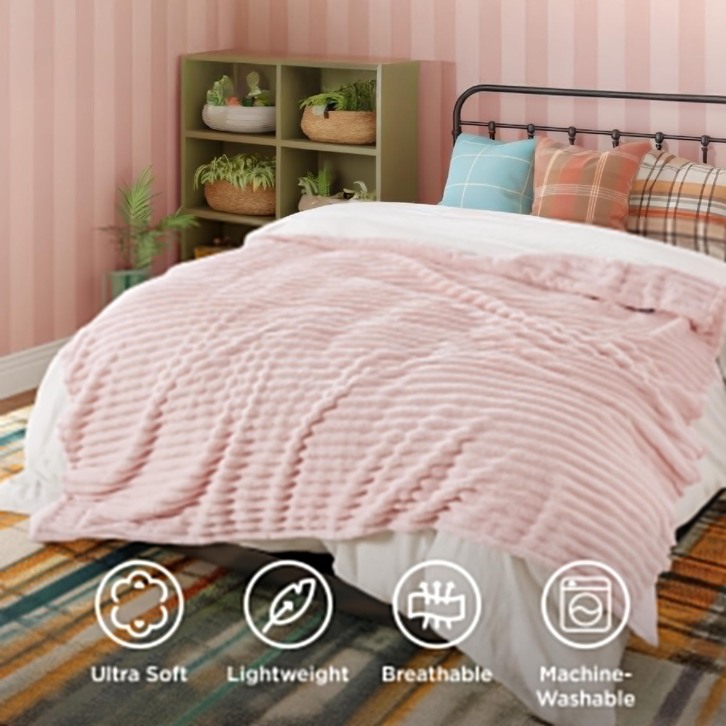 Bedsure GentleSoft Crystal Pink Full Blanket for Bed - Cozy Soft Blankets for Women, Cute Large Throws for Girls, 84x90 Inches