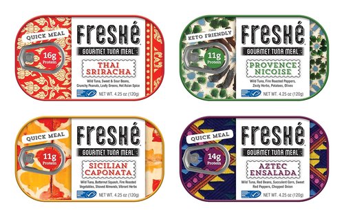 Freshé Gourmet Canned Tuna Variety Pack - Healthy High-Protein Skipjack Fish | All-Natural, Non-GMO, Gluten-Free (4 Pack)