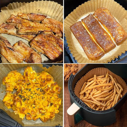 Air Fryer Disposable Paper Liners - 100PCS Non-Stick 6.3-Inch Parchment Sheets | Oil-Proof & Water-Proof Cooking Solution