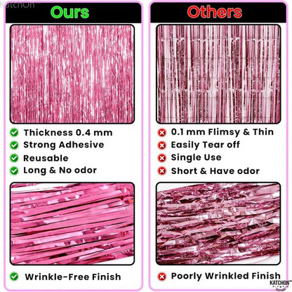KatchOn Pink Fringe Backdrop - Large Pack of 2 | Perfect for Birthday, Baby Shower & Bachelorette Decor