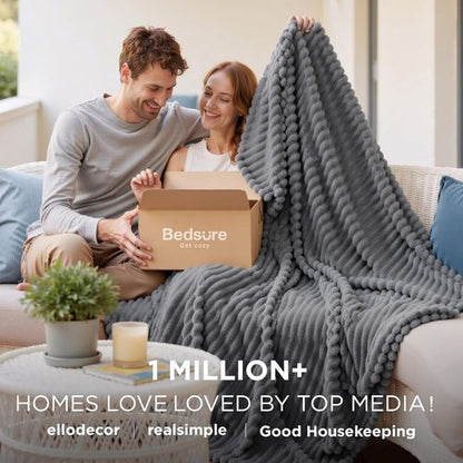 Bedsure GentleSoft Fleece Blanket - Cozy Frost Gray Throw for Couch, Perfect 60x80 Inches Size