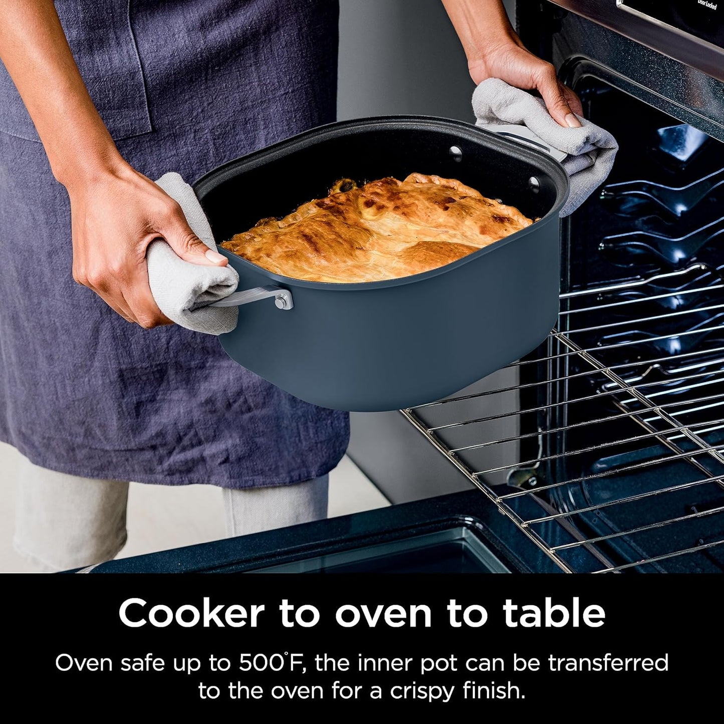 Ninja MC1101 Foodi Cooker Pro - 8-in-1 Versatility, Family-Sized 6.5 Quart, Adjustable Temp Control, Midnight Blue