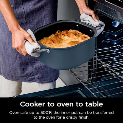 Ninja MC1101 Foodi Cooker Pro - 8-in-1 Versatility, Family-Sized 6.5 Quart, Adjustable Temp Control, Midnight Blue