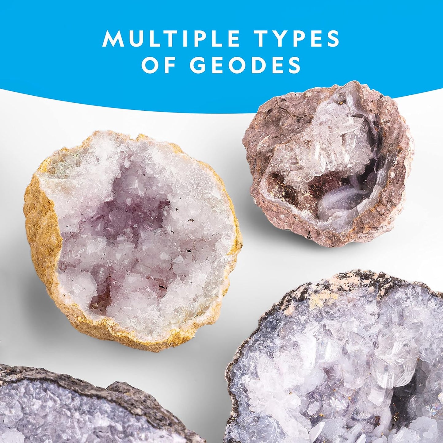 National Geographic Break Open Geodes Kit - 10 Premium Geodes with Goggles & Display Stands | Perfect STEM Science Gift for Kids