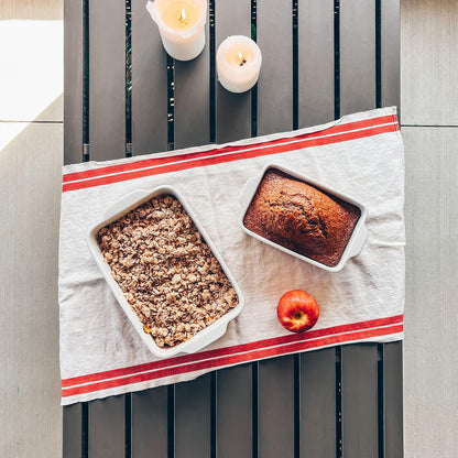 Mora Baking Dishes Set - 7x11in Porcelain Casserole & Loaf Bakeware, Oven-to-Table, Freezer Safe - White