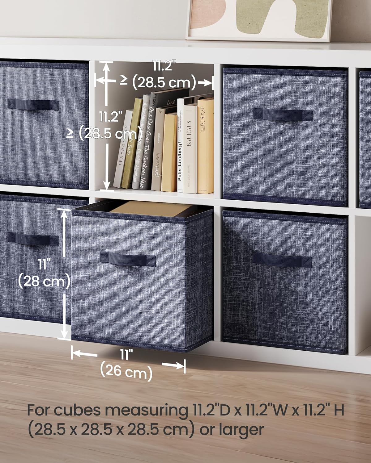 SONGMICS Storage Cubes - 11-Inch Non-Woven Fabric Bins | Set of 6 Foldable Closet Organizers in Misty Blue