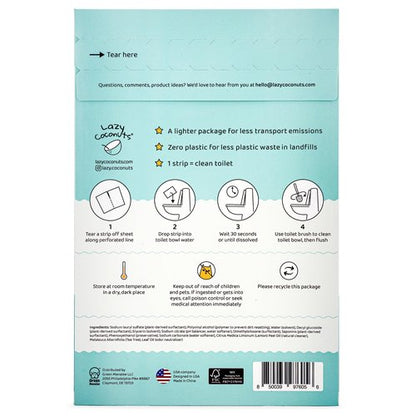 Lazy Coconuts Toilet Bowl Cleaner Strips - 60 Cleans, Plastic-free, Dye-free, With Lemon Essential Oil
