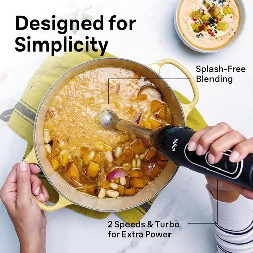 Braun MQ5025 Hand Blender - Multiquick Vario with Ergonomic Design | Sleek Black Finish