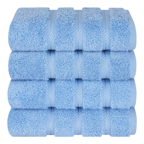 American Soft Linen Luxury Hand Towels for Bathroom, 600 GSM Heawy Weight 16x28 Size 100% Cotton Turkish 4 Piece Hand Face Towel Set, Sky Blue Hand Towels