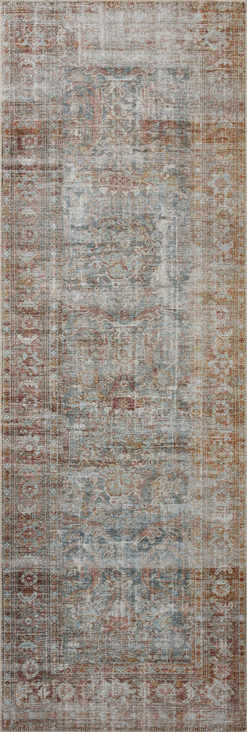 Loloi Chris Loves Julia Jules Collection JUL-05 Lagoon/Brick 2'-6'' x 7'-6'', .13" Pile Height, Runner Rug