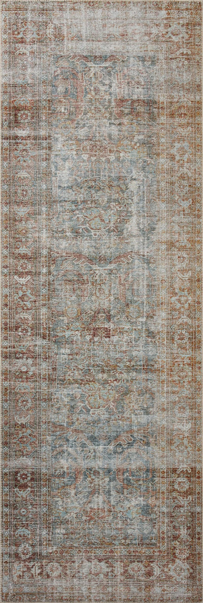 Loloi Chris Loves Julia Jules Collection JUL-05 Lagoon/Brick 2'-6'' x 7'-6'', .13" Pile Height, Runner Rug