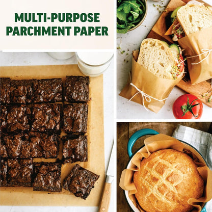 Zenlogy 10x10 Parchment Paper Squares - Unbleached, Non-Stick, High Heat | 200 Pre-Cut Sheets for Baking & Roasting