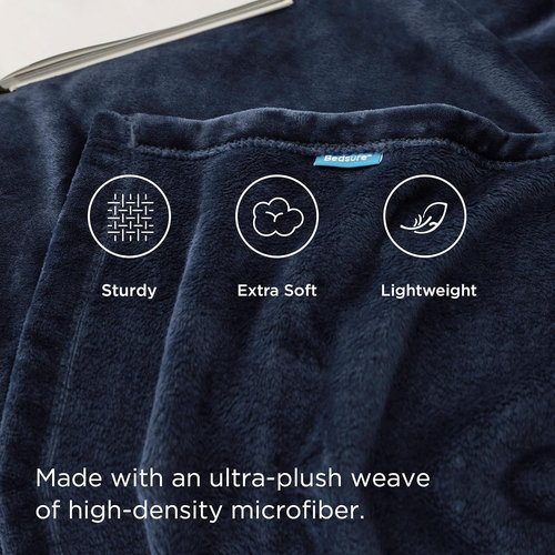 Bedsure GentleSoft Navy Fleece Blanket - Cozy Lightweight Plush Microfiber, Queen Size 90x90 Inches