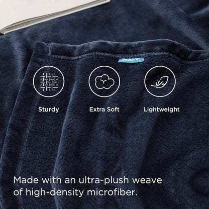 Bedsure GentleSoft Navy Fleece Blanket - Cozy Lightweight Plush Microfiber, Queen Size 90x90 Inches