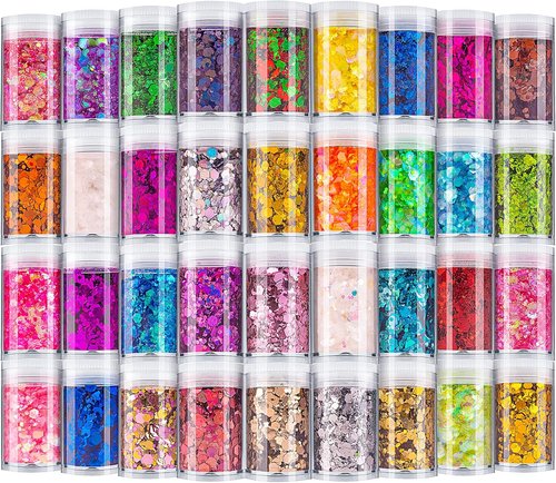 Holographic Chunky Glitter Set by Glitterific | 36 Vibrant Colors for Crafts, Body Art & Decorations