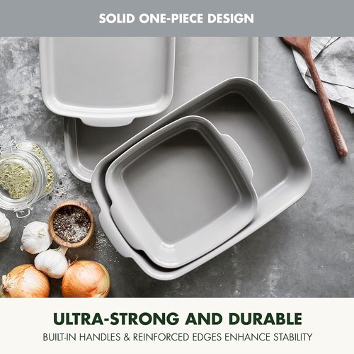 GreenPan Premiere Bakeware Set - Healthy Ceramic Nonstick 4-Piece | PFAS-Free, Oven Safe to 600°F, Gray