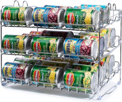 Che'mar Can Organizer - Stackable Rack for 36 Cans | Chrome Canned Food Storage for Pantry & Kitchen