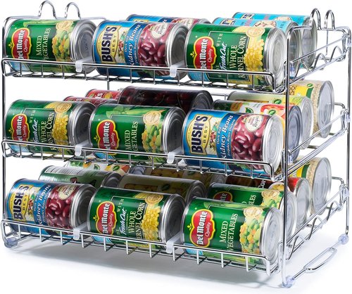 Che'mar Can Organizer - Stackable Rack for 36 Cans | Chrome Canned Food Storage for Pantry & Kitchen