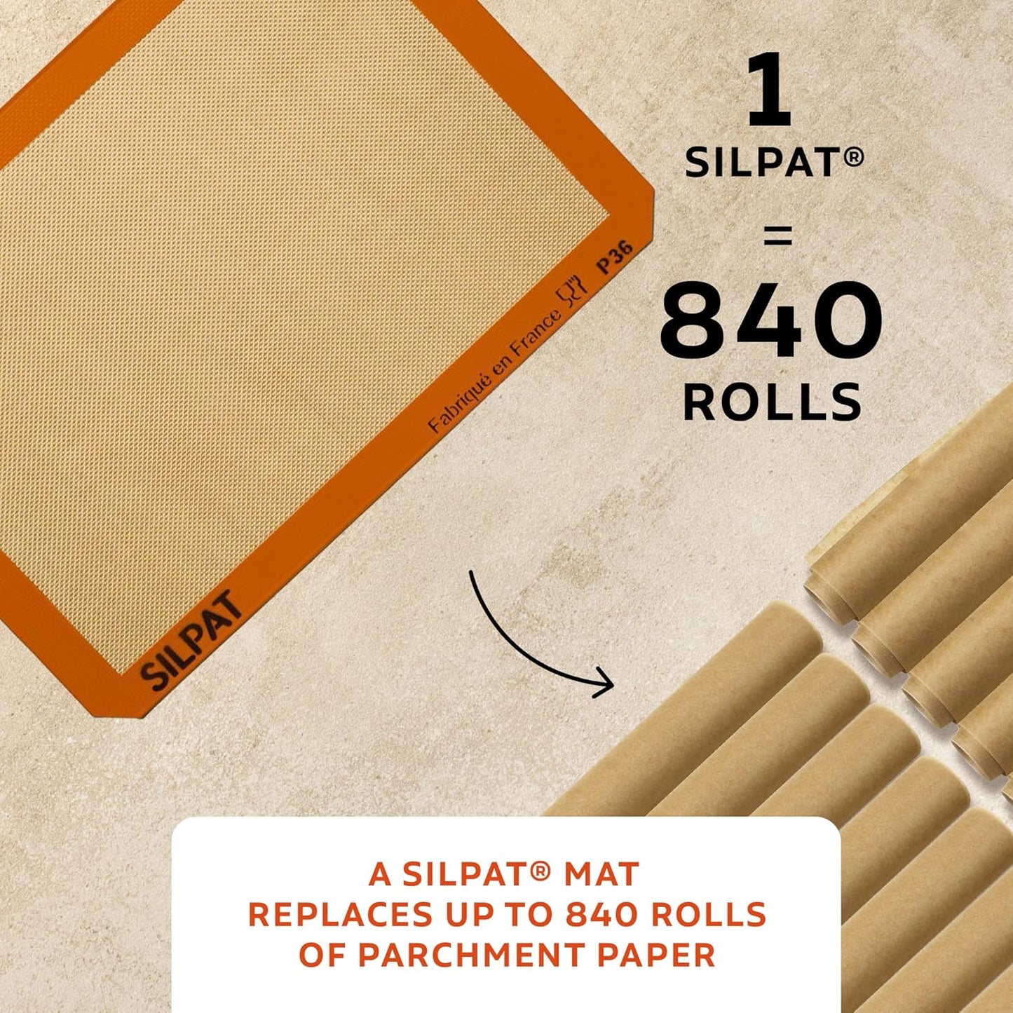 Silpat Premium Non-Stick Silicone Baking Mat - Half Sheet Size 11-5/8" x 16-1/2" | Orange