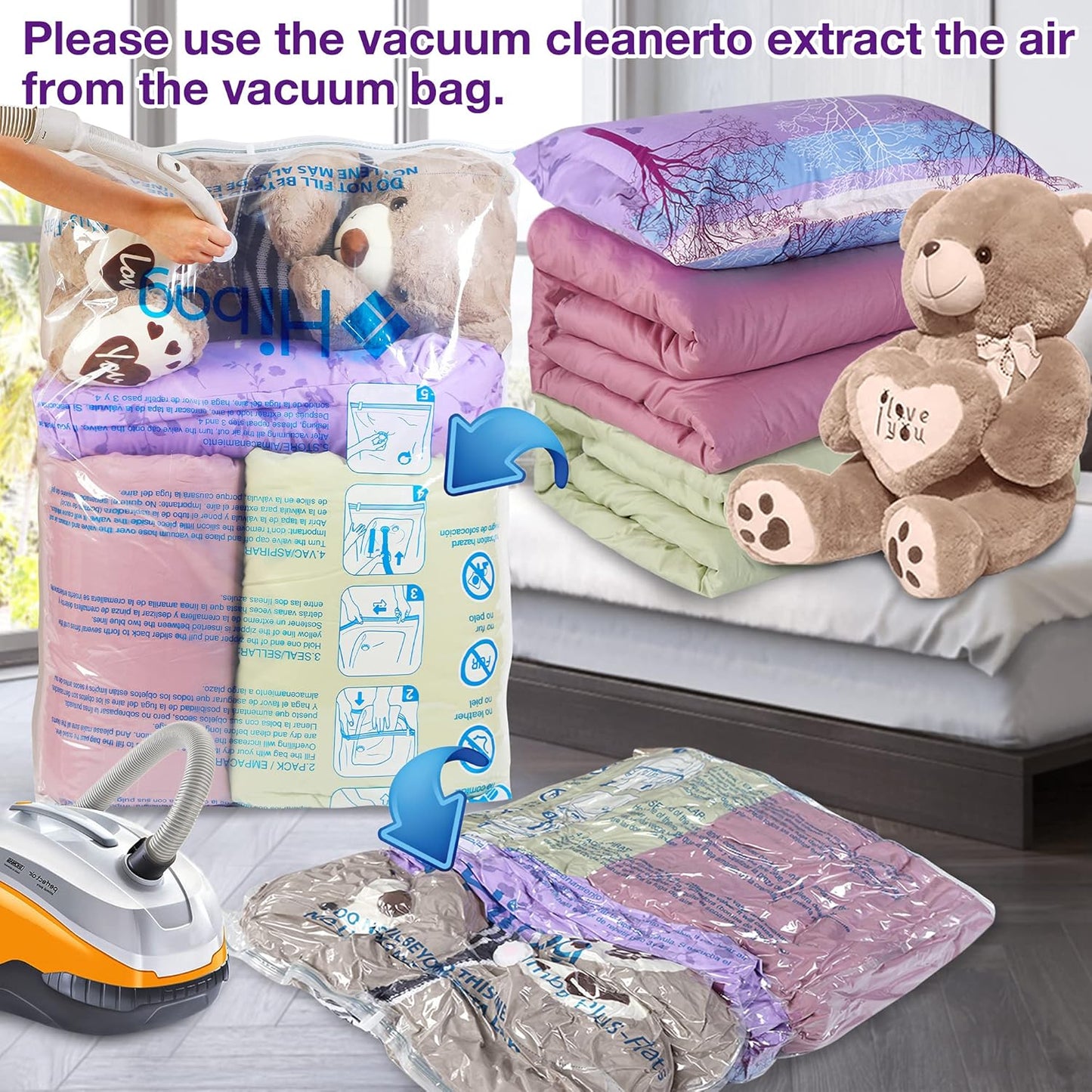 XXL Jumbo Vacuum Storage Bags by [Brand Name] - 47''X35'' Space Saver for Blankets, Bedding & Comforters (6 Pack)
