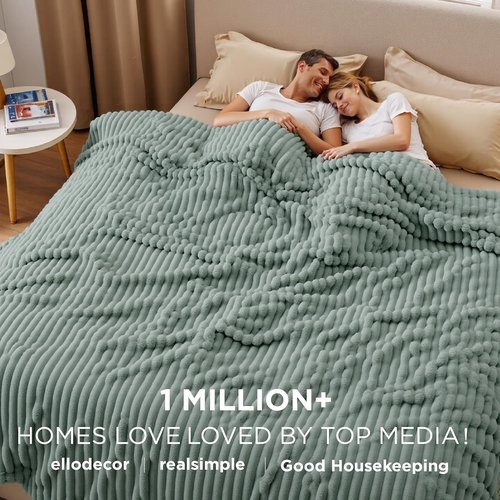 Bedsure GentleSoft Fleece Blanket - Cozy Sage Green Throw for Bed, 120x120 Inches, Perfect for Women & Girls