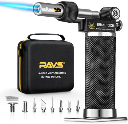RAVS 14-Piece Soldering Torch Kit | 8-in-1 Cordless Iron with Adjustable Flame, Portable Kitchen Tool