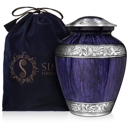 Purple Urns for Human Ashes Adult Large Standard Size Funeral Memorial Earns, Handcrafted Cremation Urns, Up to 200 lbs Adult Male Female Ashes, Burial Containers for Dad Women Men