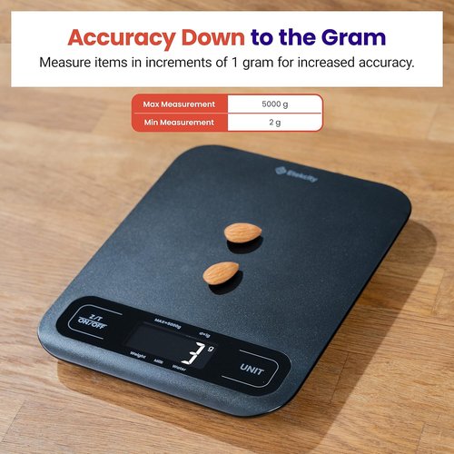 Etekcity Digital Kitchen Scale - Accurate Weighing for Cooking & Meal Prep | Large Matte Black Design