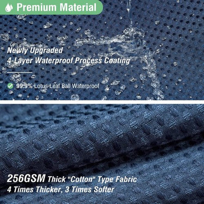 Dynamene 60 inch Stall Shower Curtain - Waffle Weave Heavy Duty Thick Fabric Shower Curtains for Bathroom,Weighted Hotel Spa Luxury Cloth Bath Curtain Set with 10 Plastic Hooks,60x72, Navy Blue
