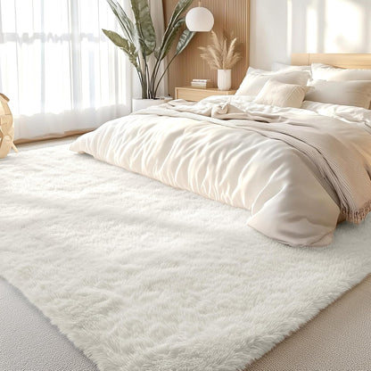 OLANLY Large Area Rug - Soft Fluffy Shaggy Carpet for Living Room & Bedroom | 9x12 Ivory Design