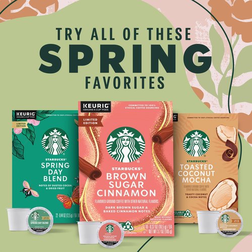 Starbucks K-Cup Coffee Pods, Medium Roast Coffee, Spring Day Blend For Keurig Coffee Makers, 100% Arabica, Limited Edition, 1 Box (10 Pods)
